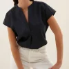 amie poplin blouse | midnight-By bar Cheap