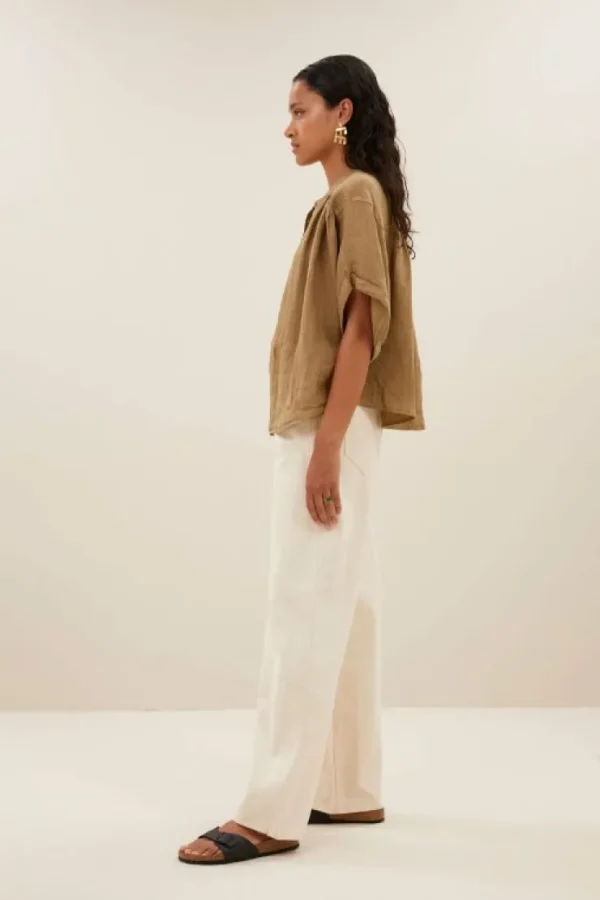 axel linen blouse | khaki-By bar Outlet