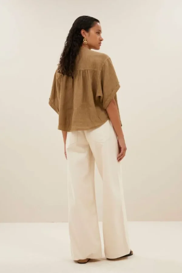 axel linen blouse | khaki-By bar Outlet