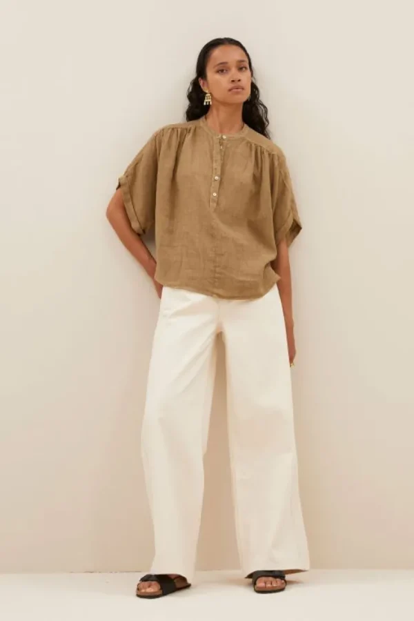 axel linen blouse | khaki-By bar Outlet