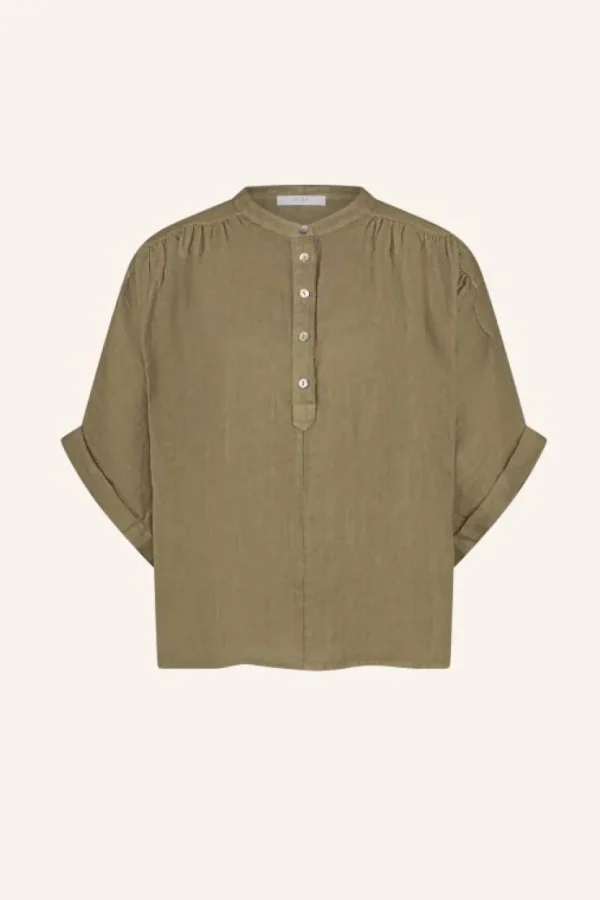 axel linen blouse | khaki-By bar Outlet