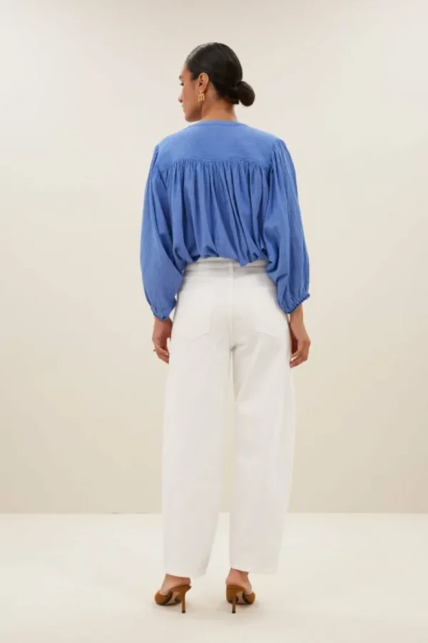 becky athia blouse | sapphire blue-By bar Clearance