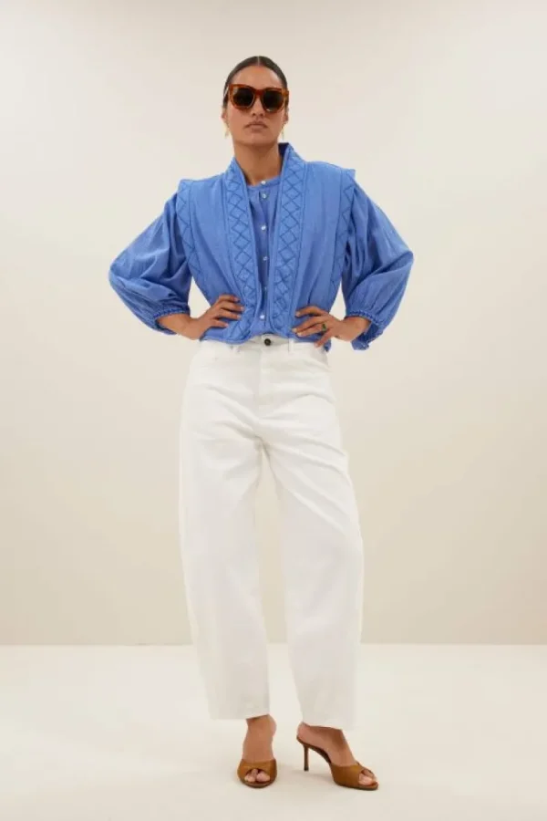 becky athia blouse | sapphire blue-By bar Clearance