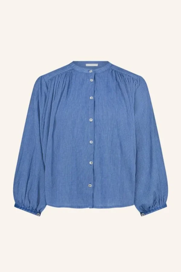 becky athia blouse | sapphire blue-By bar Clearance