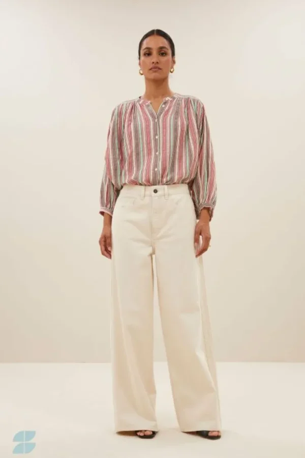 becky multi stripe athia blouse | multi stripe-By bar Fashion