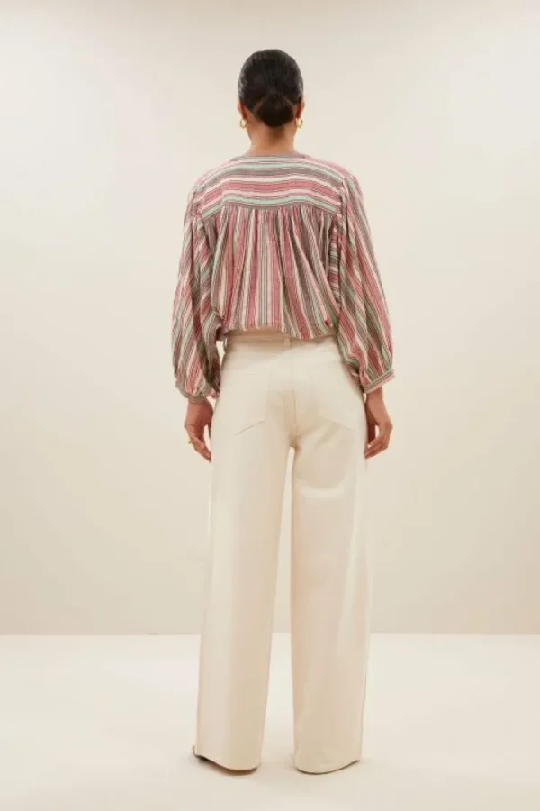 becky multi stripe athia blouse | multi stripe-By bar Fashion