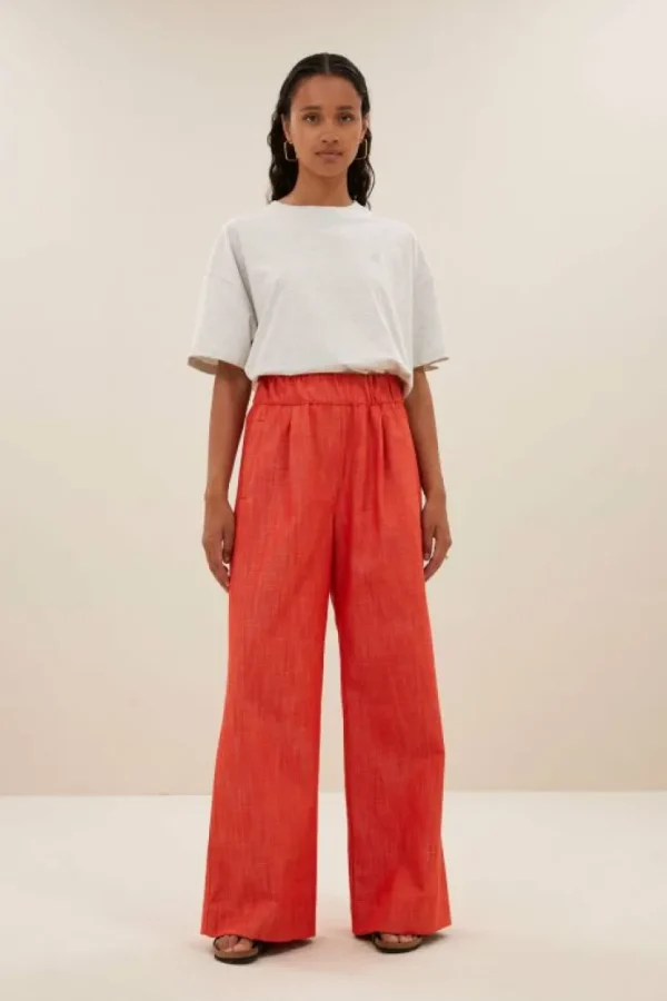 benji twill pants | poppy red-By bar Discount