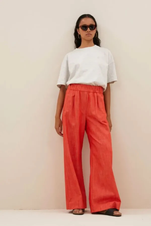 benji twill pants | poppy red-By bar Discount