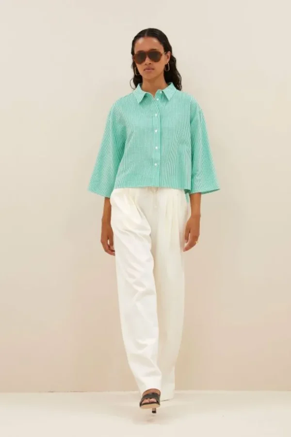 bernie blouse | green seer stripe-By bar Fashion