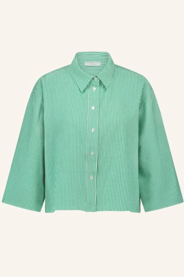 bernie blouse | green seer stripe-By bar Fashion