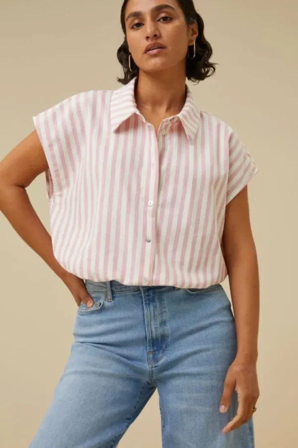 bieke linen stripe blouse | -By bar Store