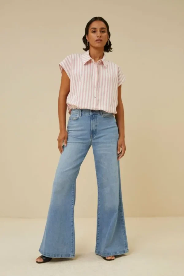 bieke linen stripe blouse | -By bar Store