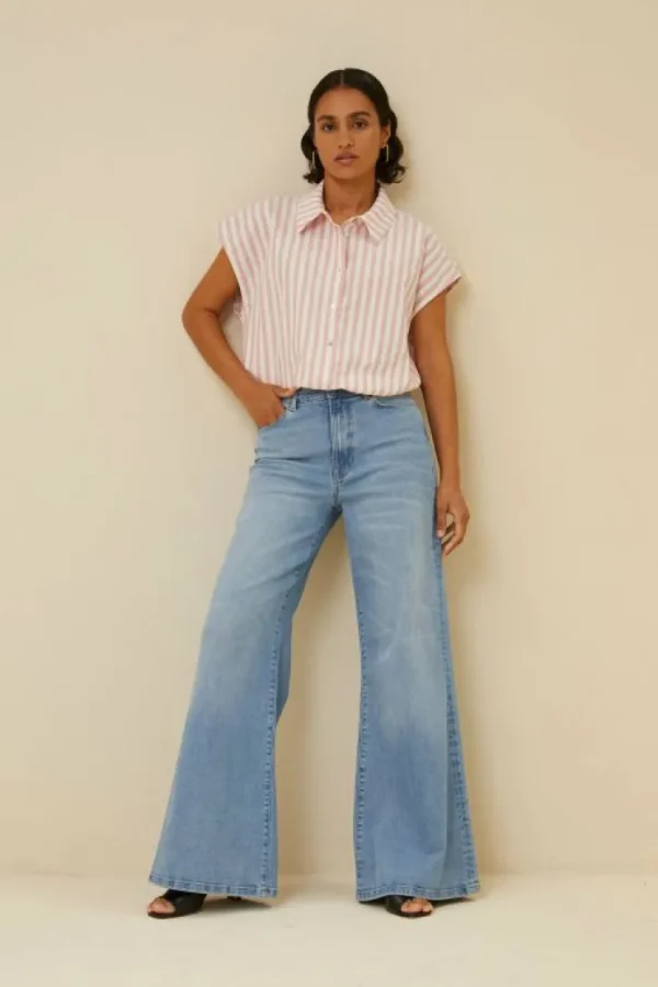 bieke linen stripe blouse | -By bar Store