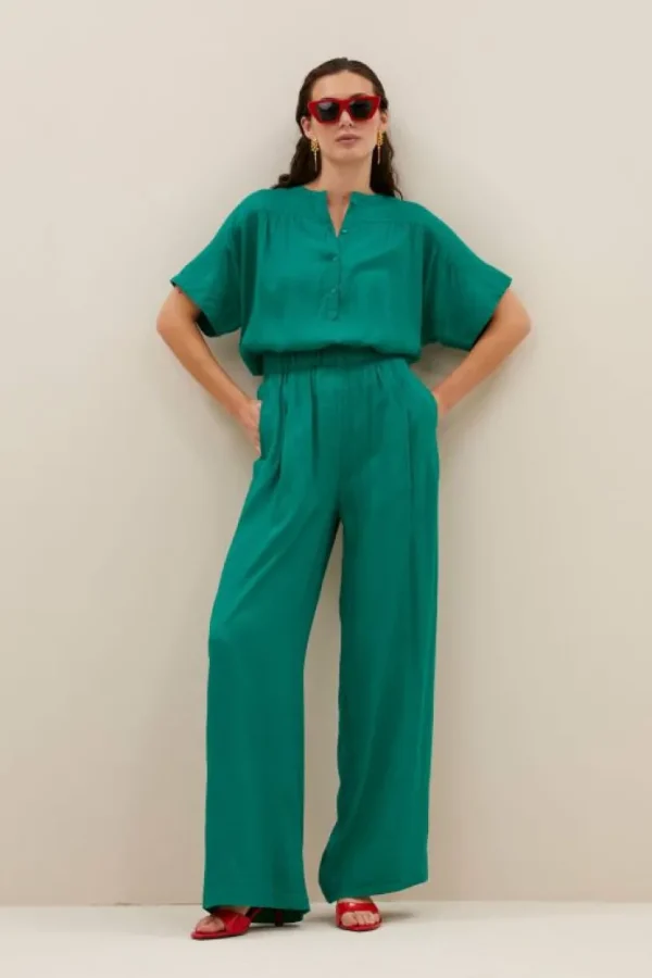 bo dobby blouse | bright green-By bar Online