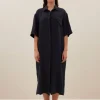 bruno linen dress | midnight-By bar Cheap