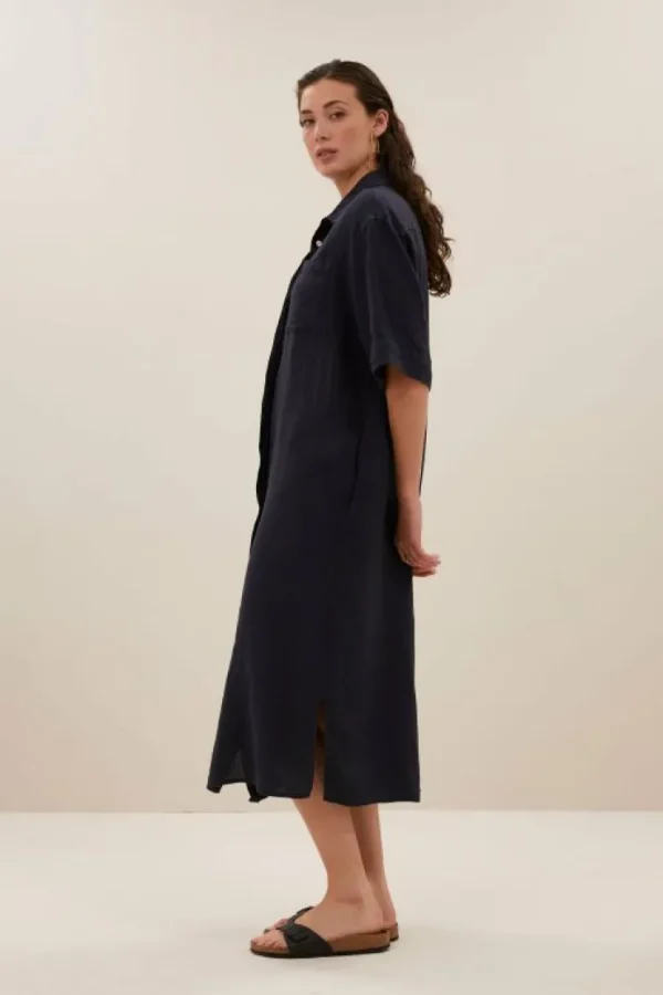 bruno linen dress | midnight-By bar Cheap