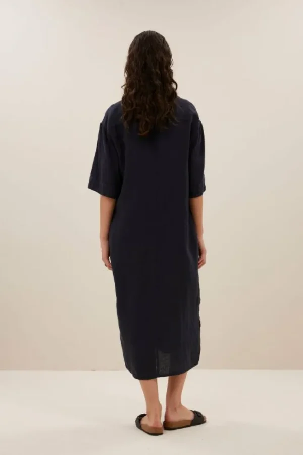 bruno linen dress | midnight-By bar Cheap