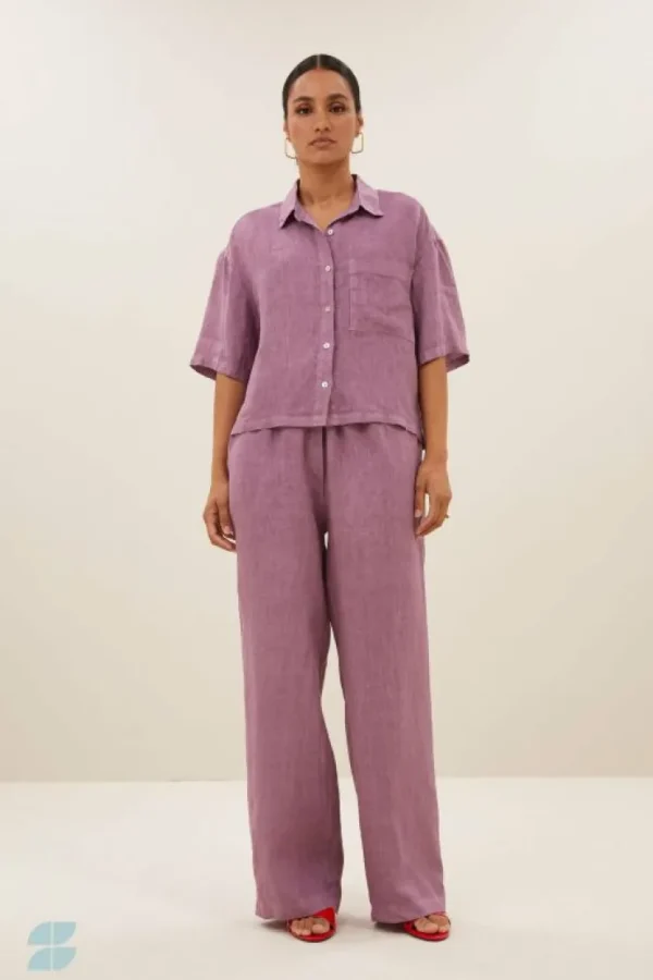 cris linen blouse | lavender-By bar Fashion