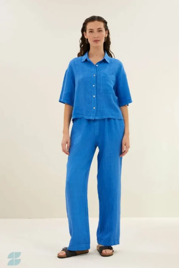 cris linen blouse | queens blue-By bar Sale