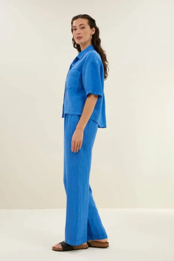 cris linen blouse | queens blue-By bar Sale