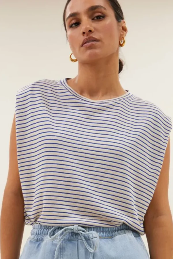 diede small stripe top | kingsblue small stripe-By bar Store