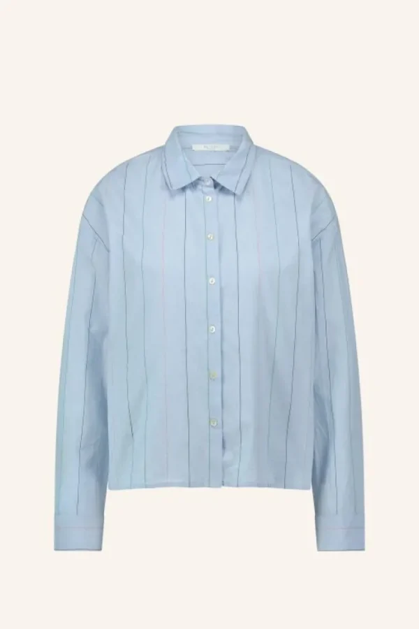 elvie stripe chambray blouse | light blue stripe-By bar Online