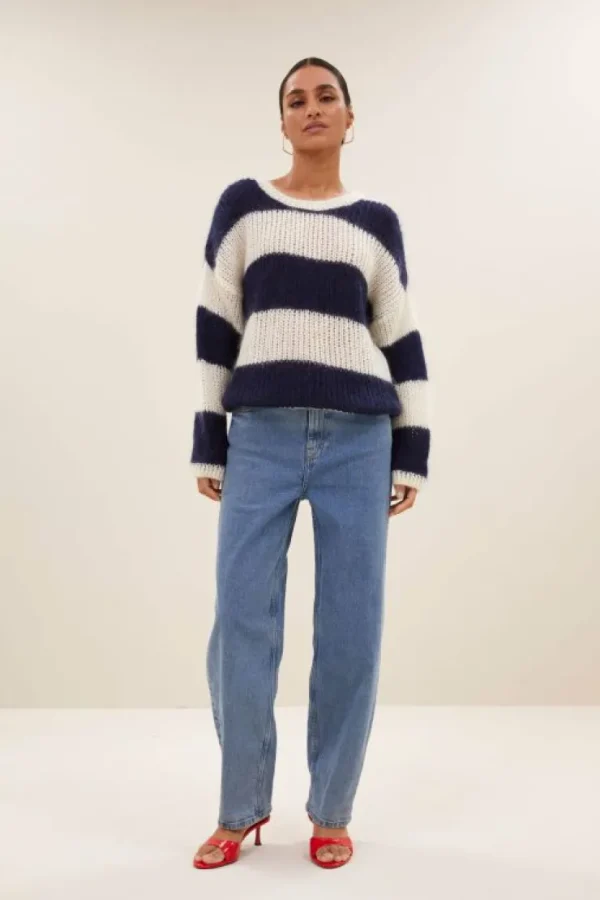 evi stripe pullover | midnight big stripe-By bar Hot