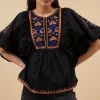 gabie embroidery blouse | jet black-By bar Outlet