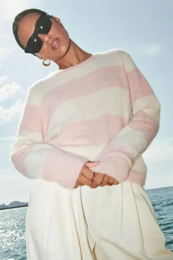 gwen big stripe pullover | pink big stripe-By bar Hot