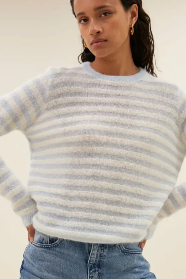 gwen thin stripe pullover | blue thin stripe-By bar Cheap