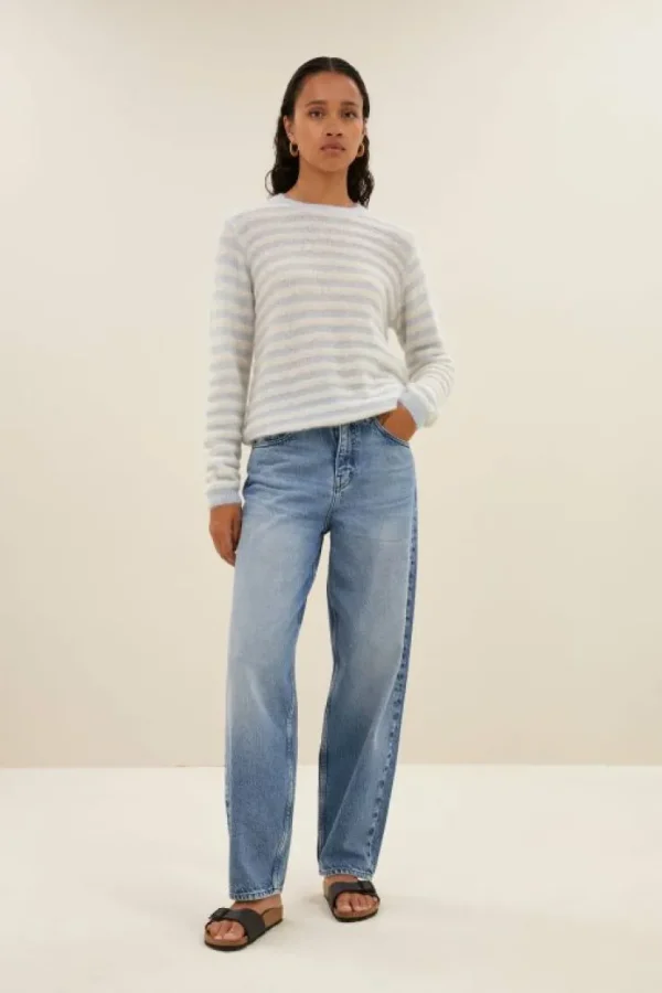 gwen thin stripe pullover | blue thin stripe-By bar Cheap