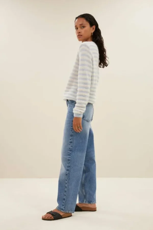 gwen thin stripe pullover | blue thin stripe-By bar Cheap