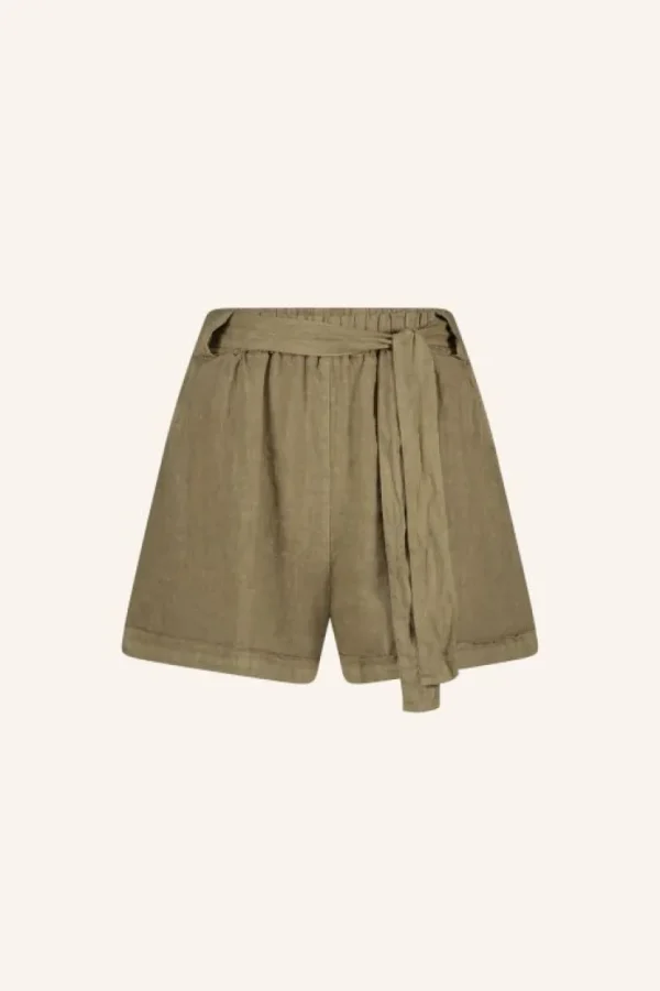 june linen shorts | khaki-By bar Store