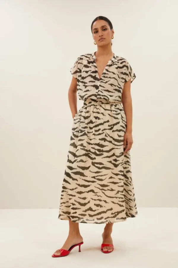 juta zebra skirt | sand zebra print-By bar Discount