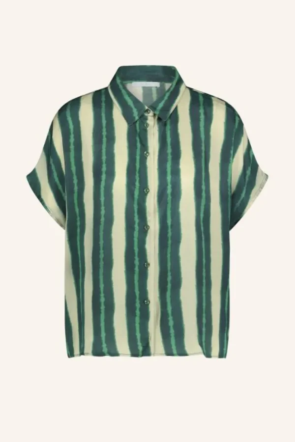 karly tie dye blouse | green tie dye stripe-By bar Best Sale