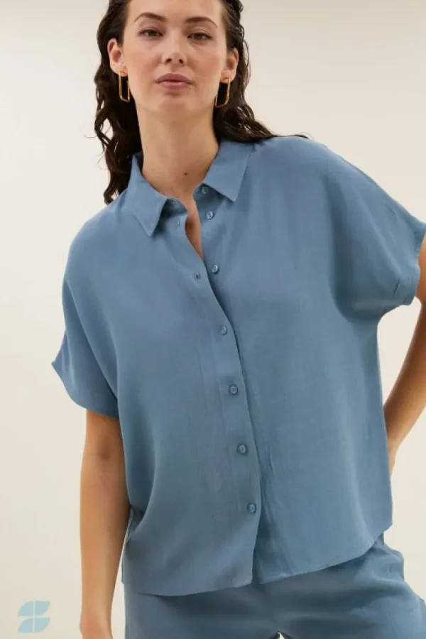 karly viscose blouse | blue stone-By bar Best