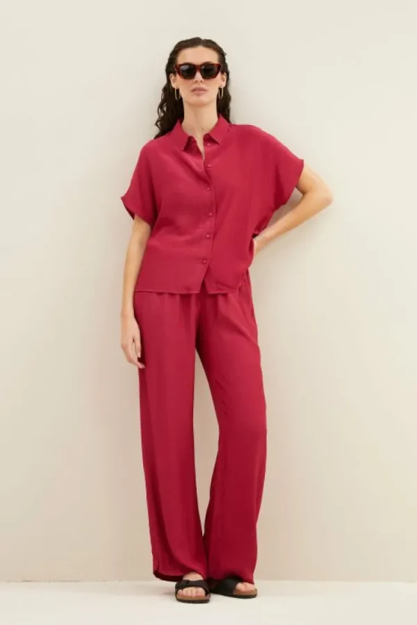 karly viscose blouse | cerise-By bar Flash Sale