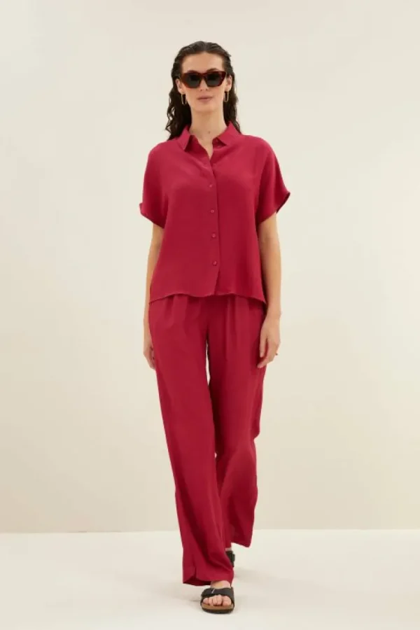 karly viscose blouse | cerise-By bar Flash Sale