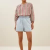 leon bleached denim shorts | bleached denim-By bar Online