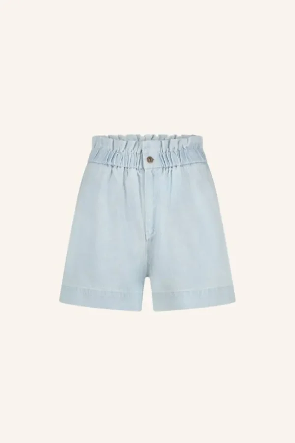 leon bleached denim shorts | bleached denim-By bar Online