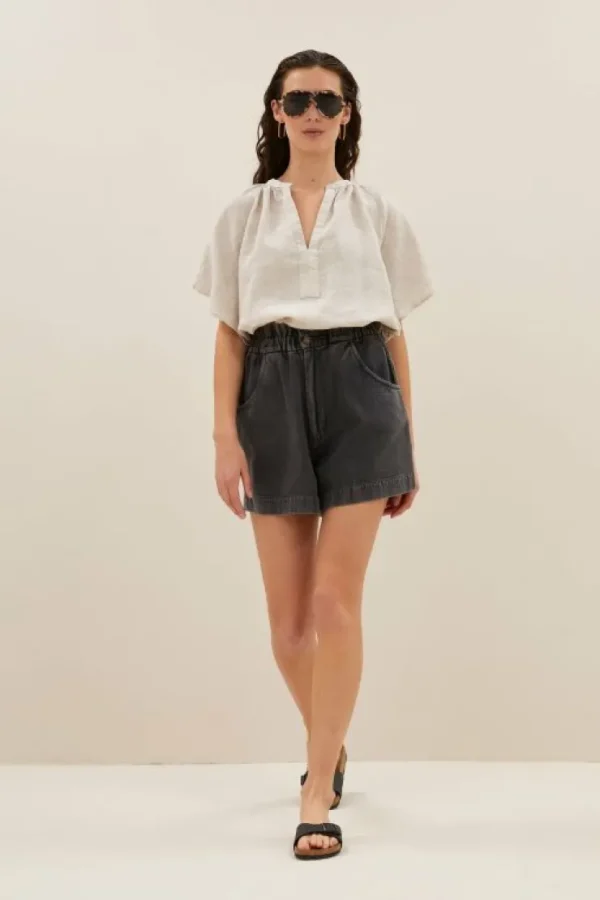 leon twill short | jet black-By bar Cheap