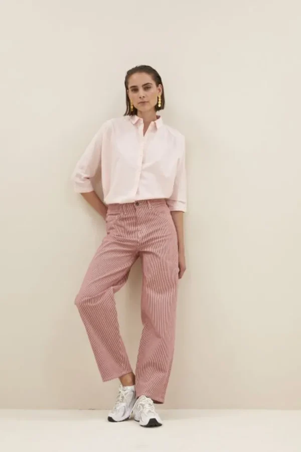 lew stripe pants | red milky stripe-By bar Hot