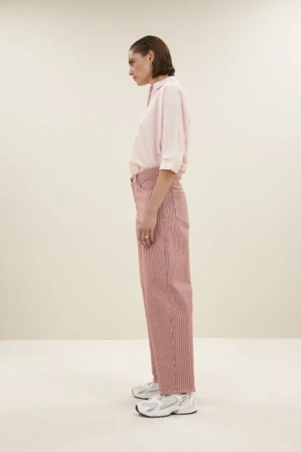 lew stripe pants | red milky stripe-By bar Hot