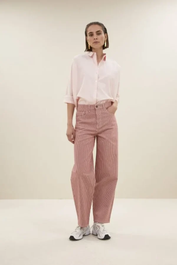 lew stripe pants | red milky stripe-By bar Hot