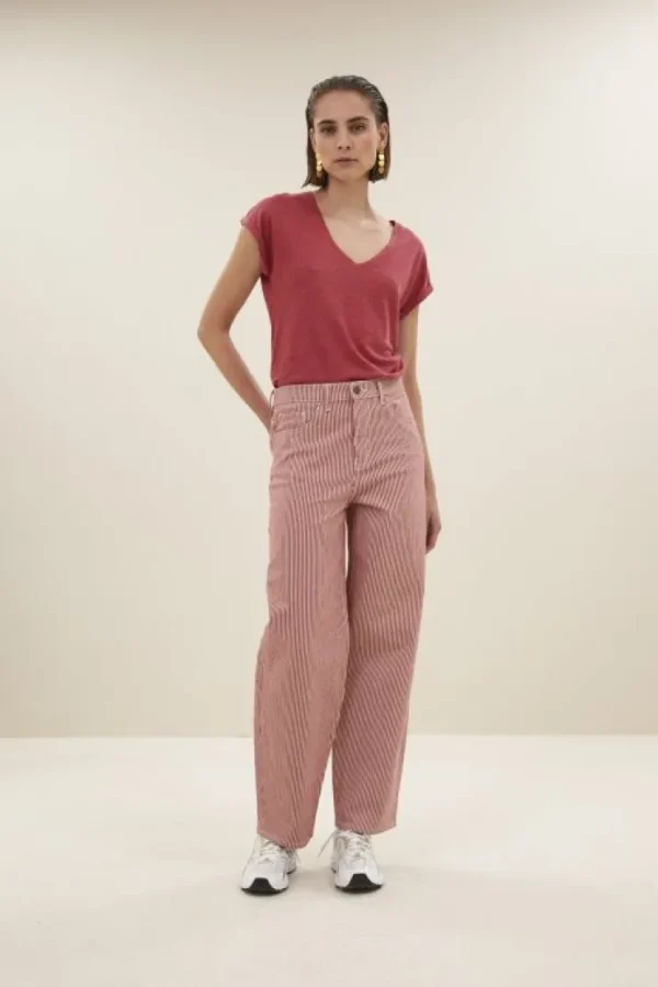 lew stripe pants | red milky stripe-By bar Hot