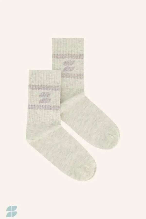 logo sparkle socks | light grey melee-By bar Fashion