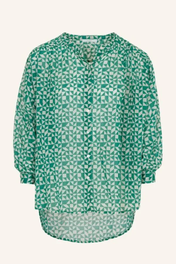 lucy graphic blouse | graphic green-By bar Clearance