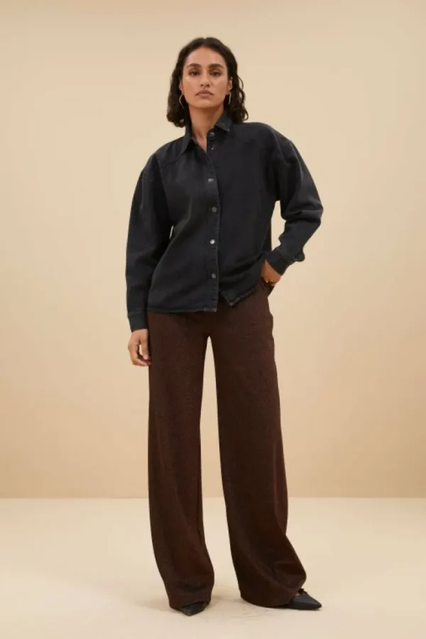 mae twill blouse | jet black-By bar Clearance