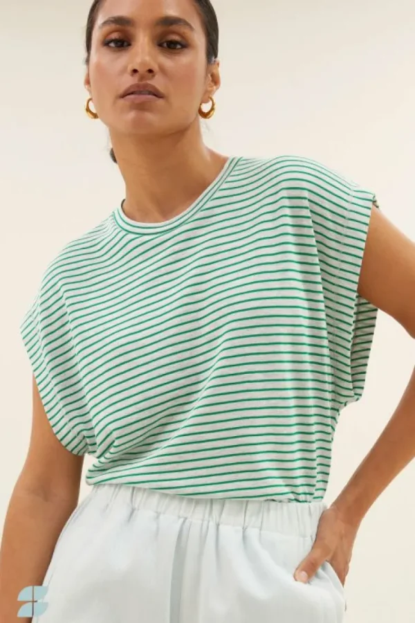 mason small stripe top | green small stripe-By bar Hot