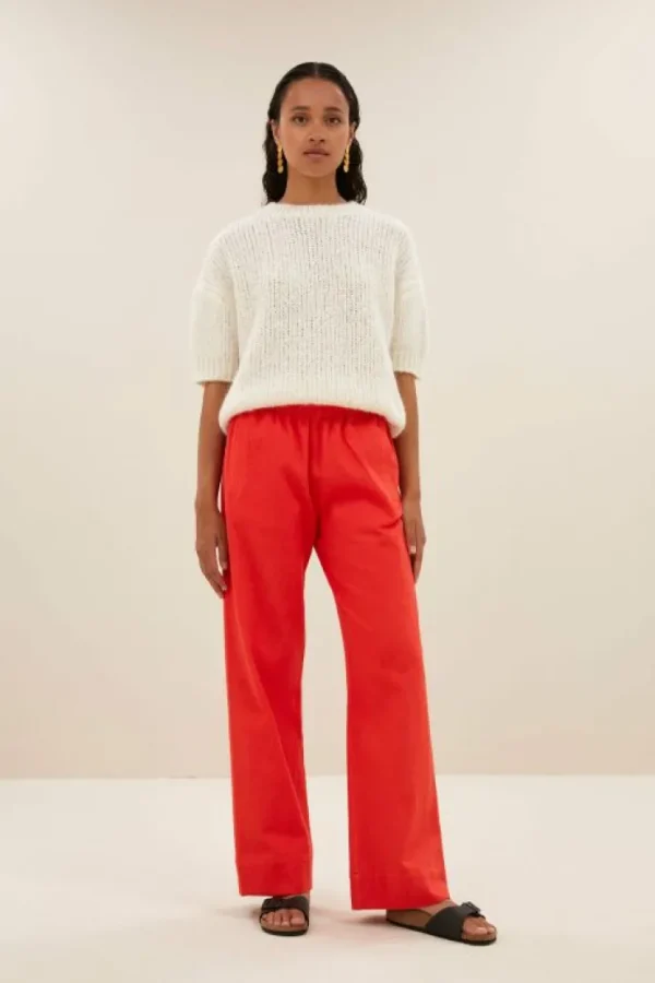 mees twill pants | poppy red-By bar Store